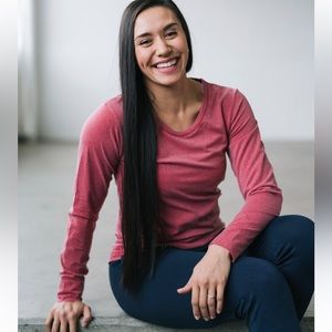 ZYIA Active Red Heather Performance Longsleeve Tee